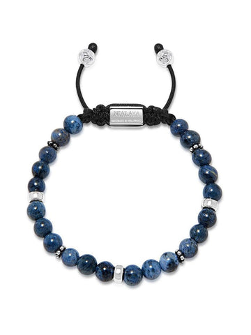 Nialaya Men's Beaded Bracelet Men's Beaded Bracelet With Blue Dumortierite And Silver